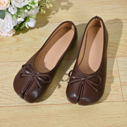 Soft Split Toe Tabi Ballet Flats Women Bowknot Leather | OWNLUXE