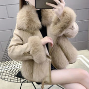 Women’s Patchwork Faux Fur Jacket – Mid-Length