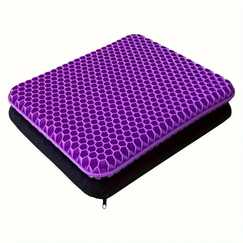 Breathable Gel Seat Cushion - 100% Honeycomb TPR with Protective Cover for Office, Car & Wheelchair