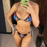 Load image into Gallery viewer, Bikinis 2025 Woman Floral Print Triangle Swimwear Womens Two-piece Swimsuit Sexy Lace-up Bikini Set Brazilian Bathing Suit
