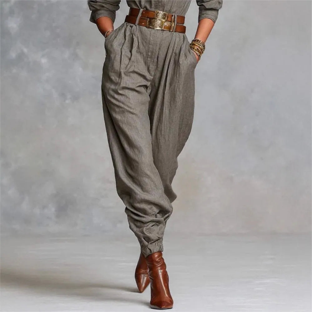Long-Sleeve Button-Down Jumpsuit | OWNLUXE