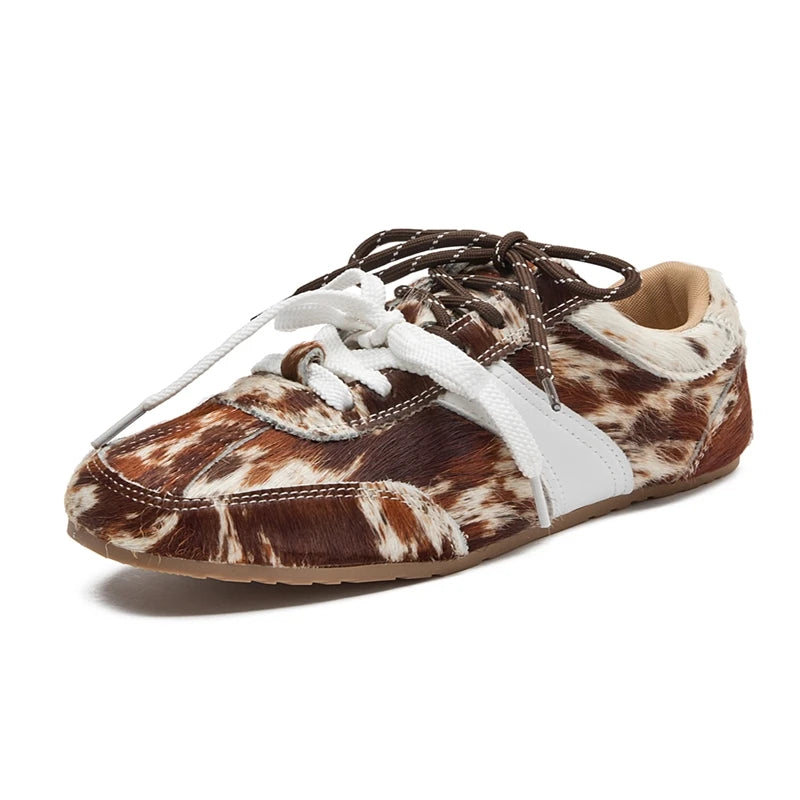Women's Lace Leather Sneakers (Leopard Print) – Shop at OWNLUXE