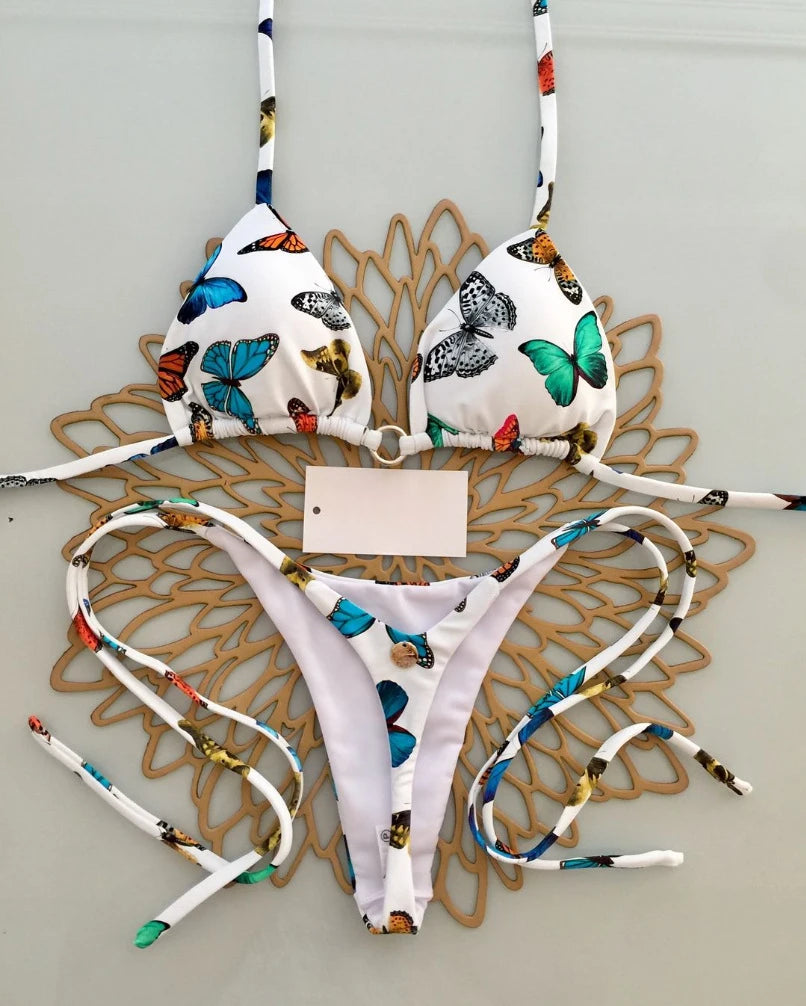 Leopard Print Printed Thong Bikini Set | OWNLUXE