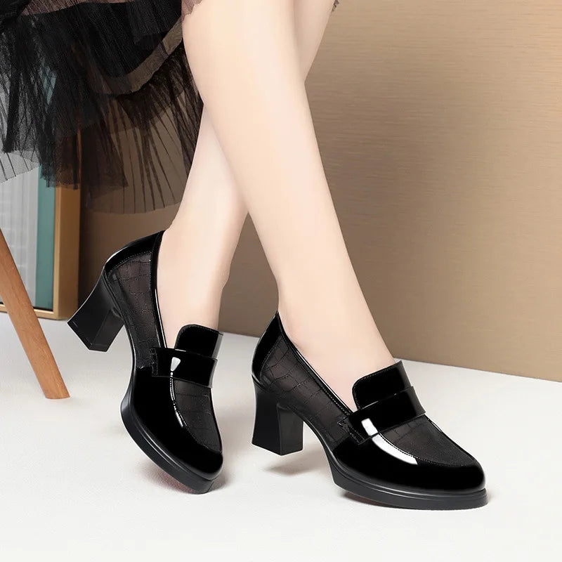 Women's Gladiator Square-Heel Pumps with Platform