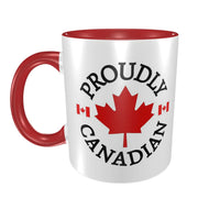 Proudly Canadian Maple Leaf & Flag Mug - Ceramic Coffee Cup Gift