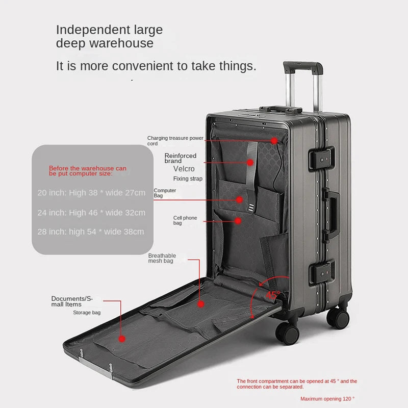 Front-Opening Carry-On Spinner with Laptop Compartment