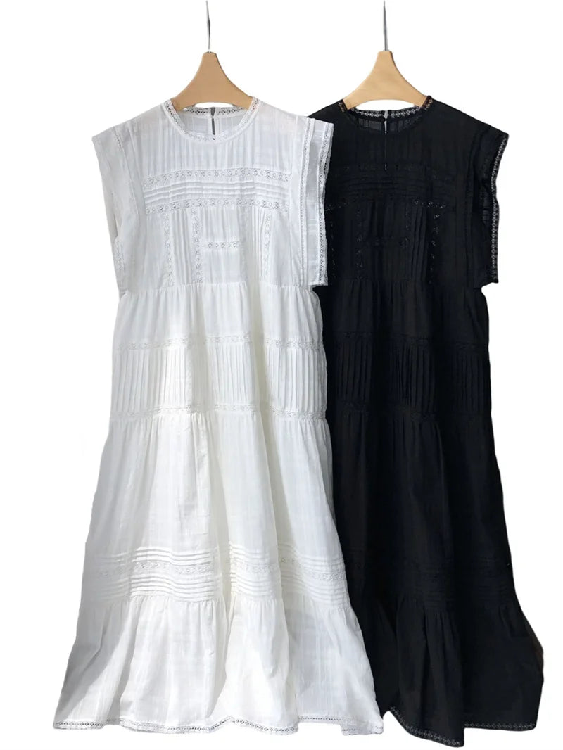 Women's Sleeveless Round Neck Lace Dress | OWNLUXE