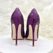 Purple Crocodile Embossed Stiletto Pumps – Pointed Toe Heels