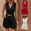 V-Neck Sleeveless Pocket Jumpsuit | OWNLUXE