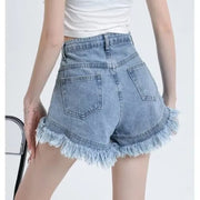 Denim High-Waist Wide-Leg Shorts | OWNLUXE