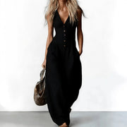 V-Neck Sleeveless Backless Jumpsuit | OWNLUXE