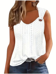 Embroidered V-Neck Sleeveless Tank Top | OWNLUXE