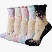Mesh Floral Print Socks | OWNLUXE