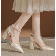 Ankle Strap Low Heel Adjustable Elegant Pearl Accessory – Shop at OWNLUXE