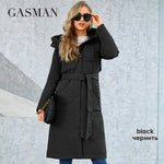 Load image into Gallery viewer, GASMAM Winter Down Jacket Women Warm Long Classic zipper Lacing Design Pocket Hooded Slim Parkas Female Coat GM-82160
