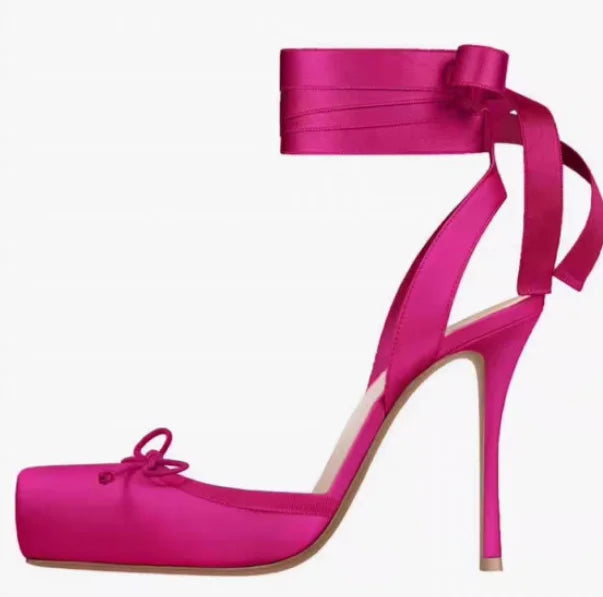 High-Heel Satin Bow-Detail High Heels | OWNLUXE