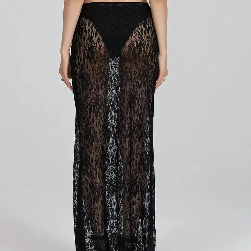 Women's High-Waist Lace Floral Swim Cover-Up | OWNLUXE