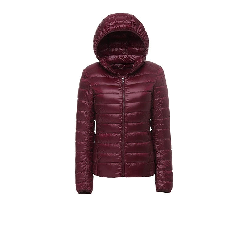 Women Hooded Short Puffer Jackets Arrivals 90 White Duck | OWNLUXE