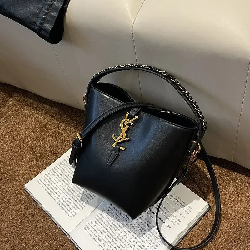 PU Leather Bucket Bag (Kaqise) | OWNLUXE