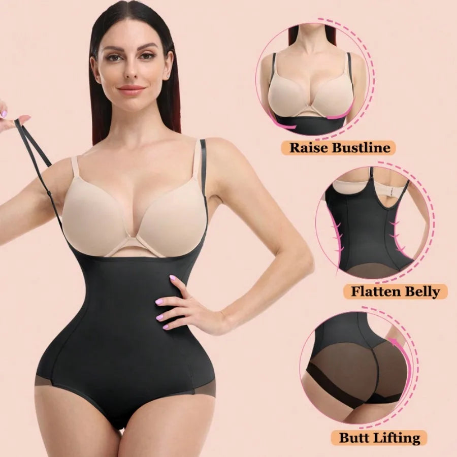 Tummy Control Open Bust Shapewear Bodysuit for Women