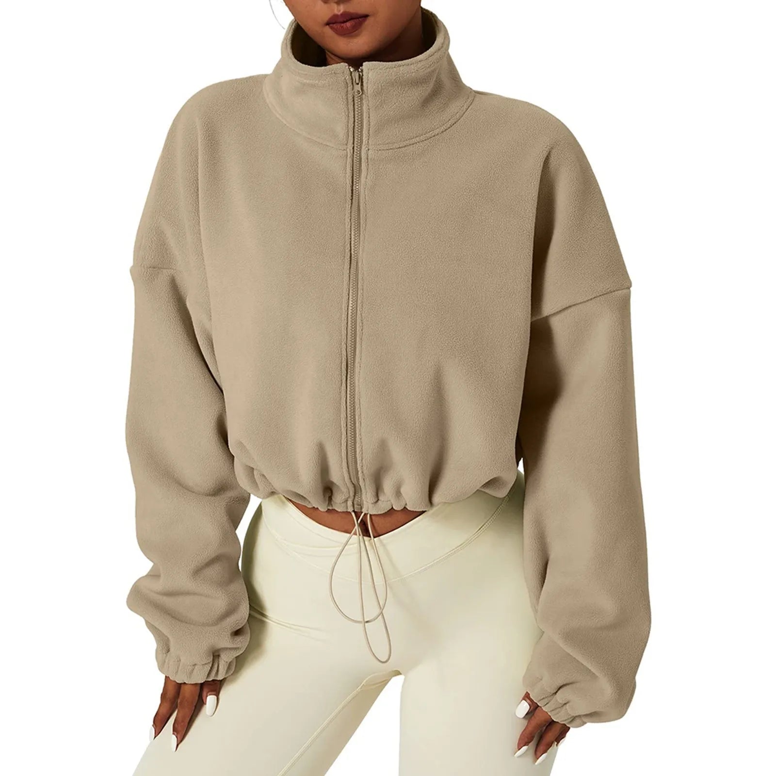 🔥 Women's Oversized Fleece Zip-Up Crop Jacket – Cozy & Stylish for Autumn/Winter ❄️