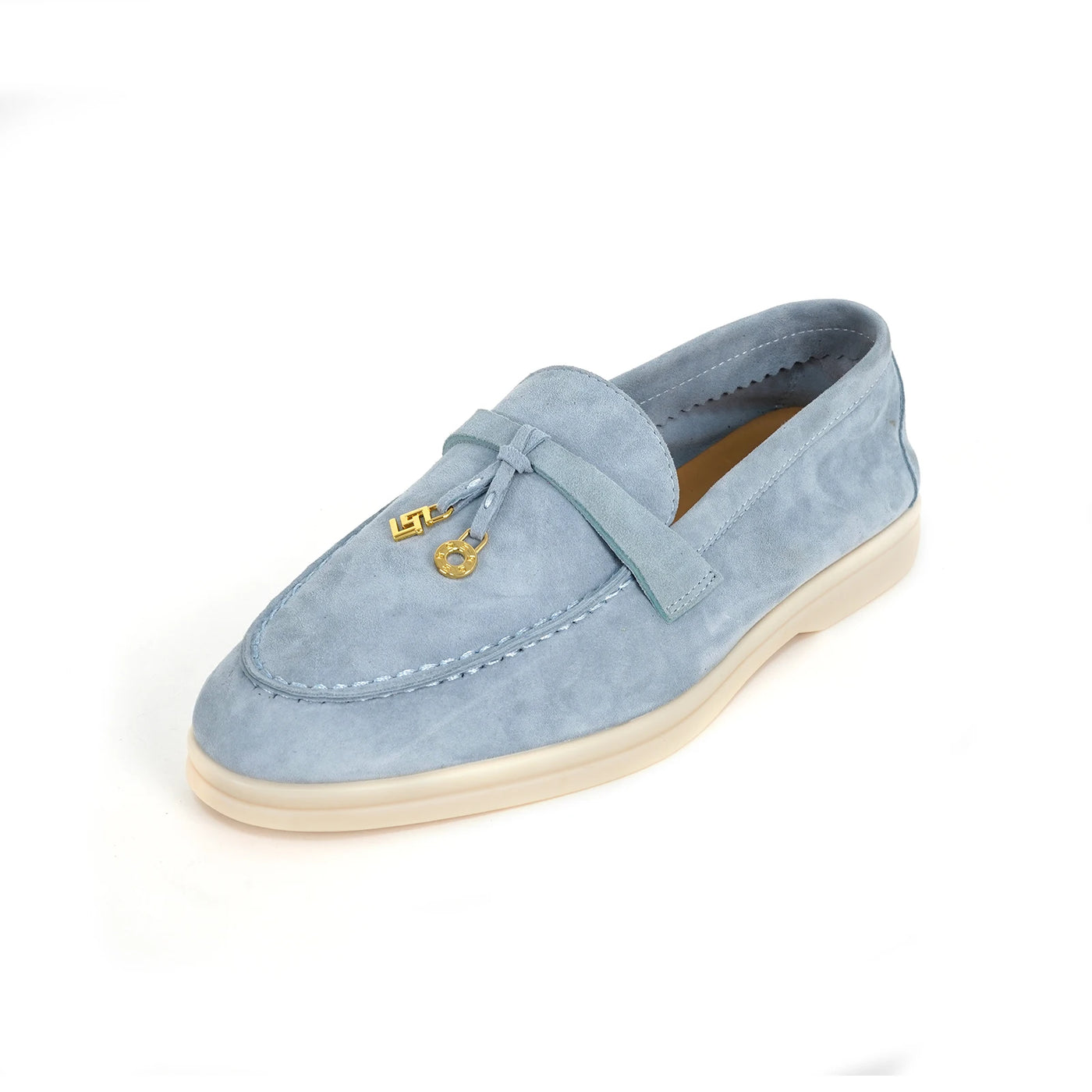 Women's Round Toe Leather Retro Loafers (Blue Grey) – Shop at OWNLUXE