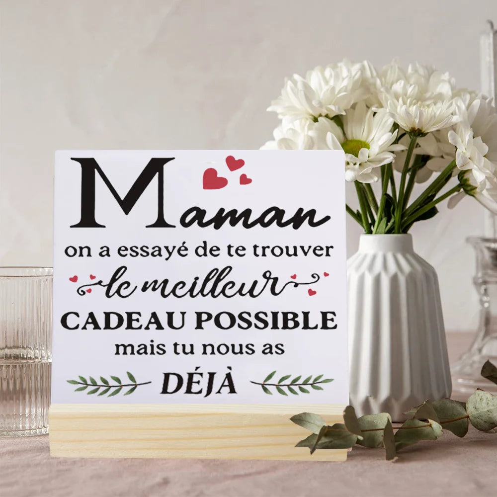 Heartfelt Ceramic Plaque Gift for Mom with Stand