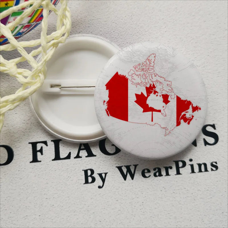 Canada Map Flag National Emblem Brooch - Lapel Pin Badge for Clothing & Official Use