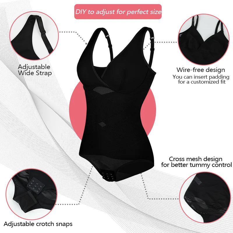 Full Body Shaper Bodysuit - Breathable Tummy Control & Butt Lifter with Mesh Design