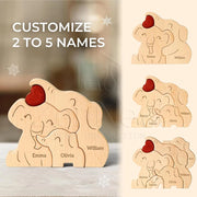 Elephant Family Wooden Art Puzzle DIY Cute Family Member | OWNLUXE