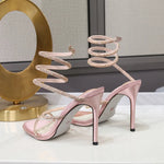 Load image into Gallery viewer, Fashion Summer Snake Twine Around Crystal Women Sandals Luxury Rhinestones Thin High heels Gladiator Sandals  Party Prom Shoes
