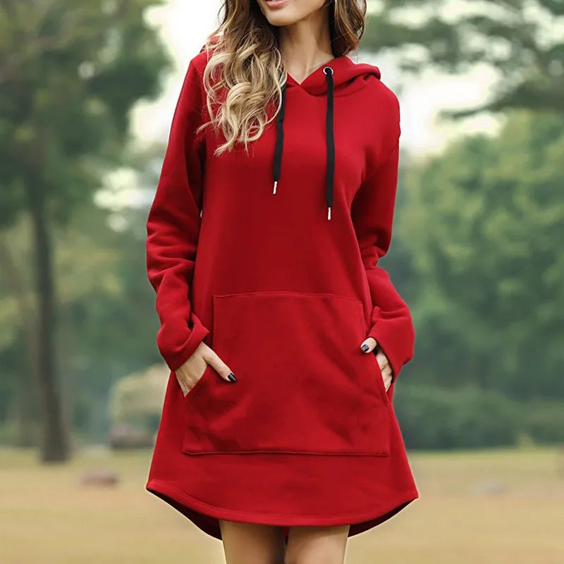 Casual Women's X-Long Hooded Pullover Hoodie