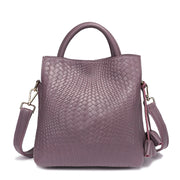 Cowhide Leather Woven Handbag | OWNLUXE