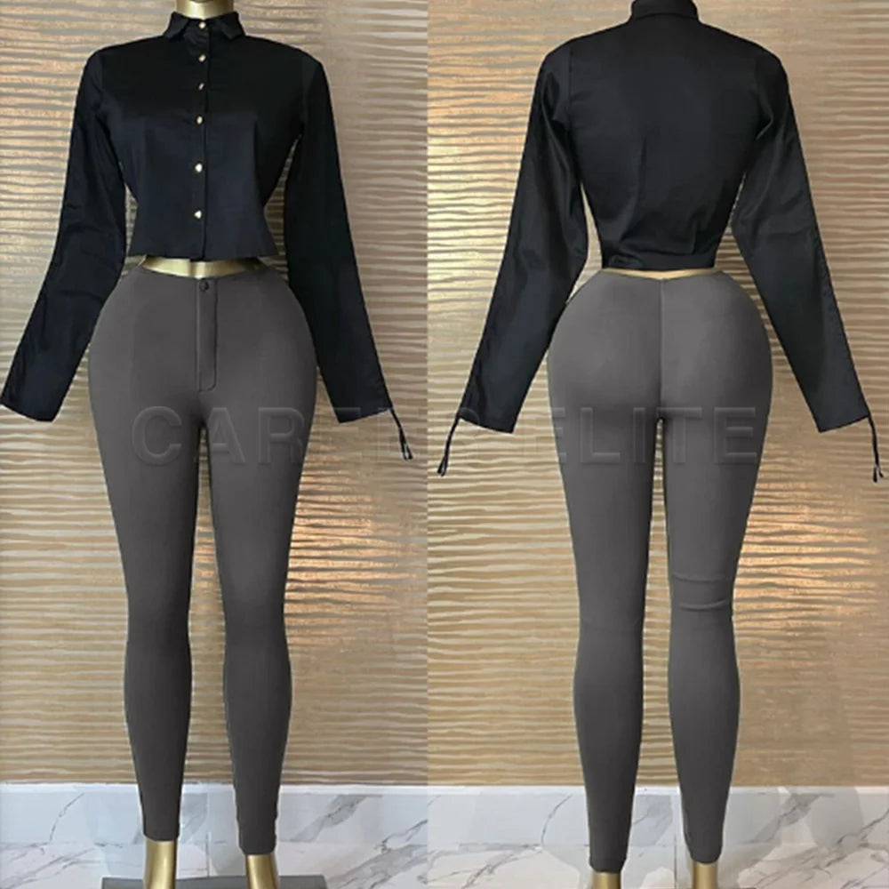 Women's High Waist Push Up Leggings (Black) | OWNLUXE