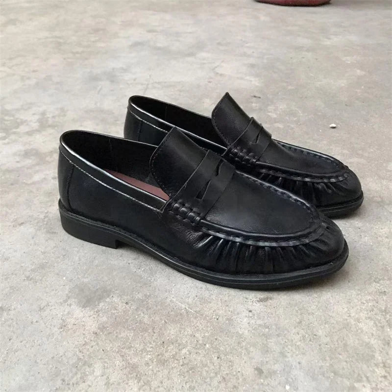 Women's Leather Retro Flats – Shop at OWNLUXE