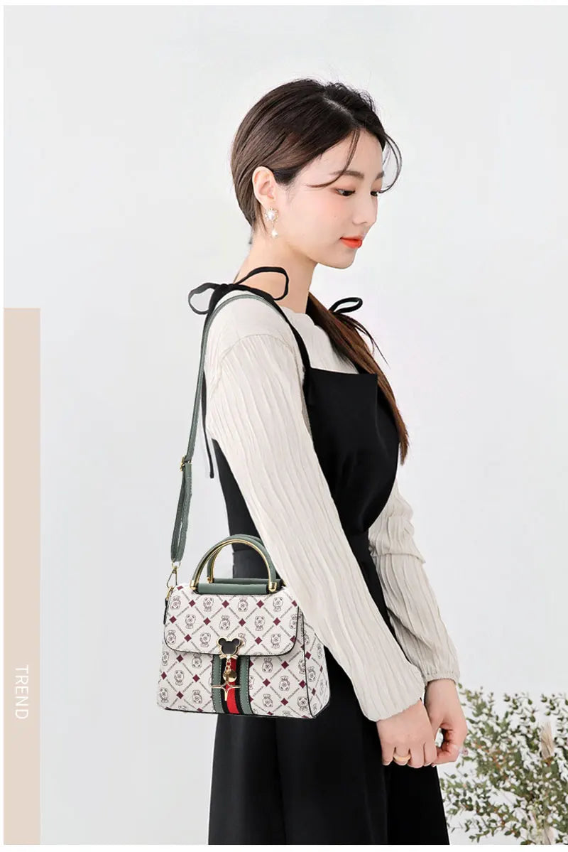 Luxury Designer Shoulder Bag - Printed Monogram Tote