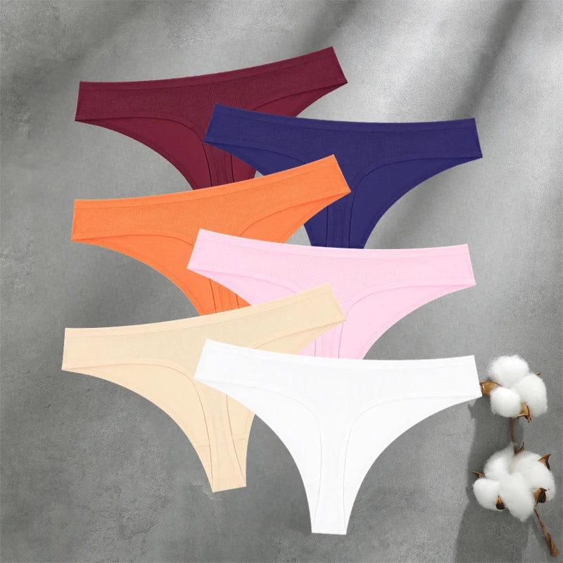 Women's Seamless Cotton Thongs 6-Pack | Low-Rise G-String | OWNLUXE