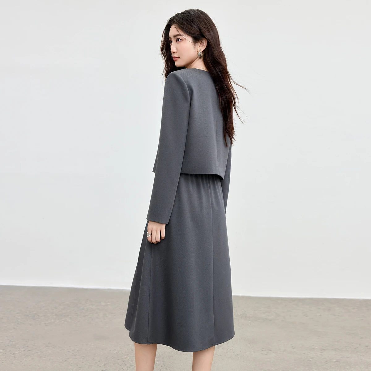 Women's Grey Skirt Jacket | OWNLUXE