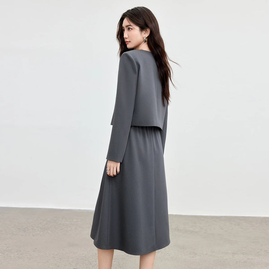 Women's Grey Skirt Jacket | OWNLUXE