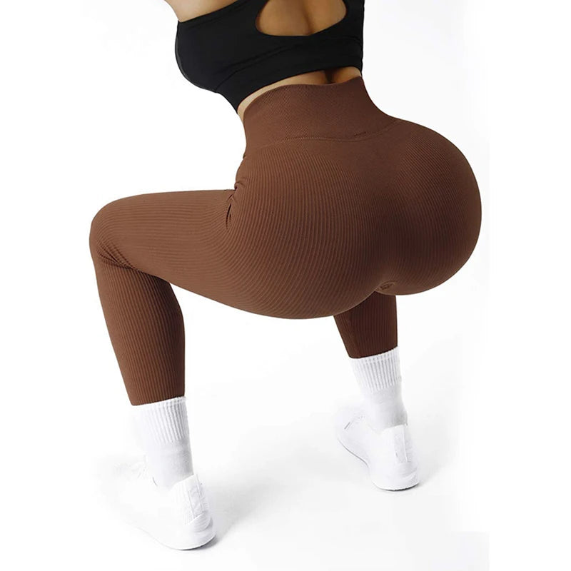 High-Waist Seamless Yoga Ribbed Leggings | OWNLUXE