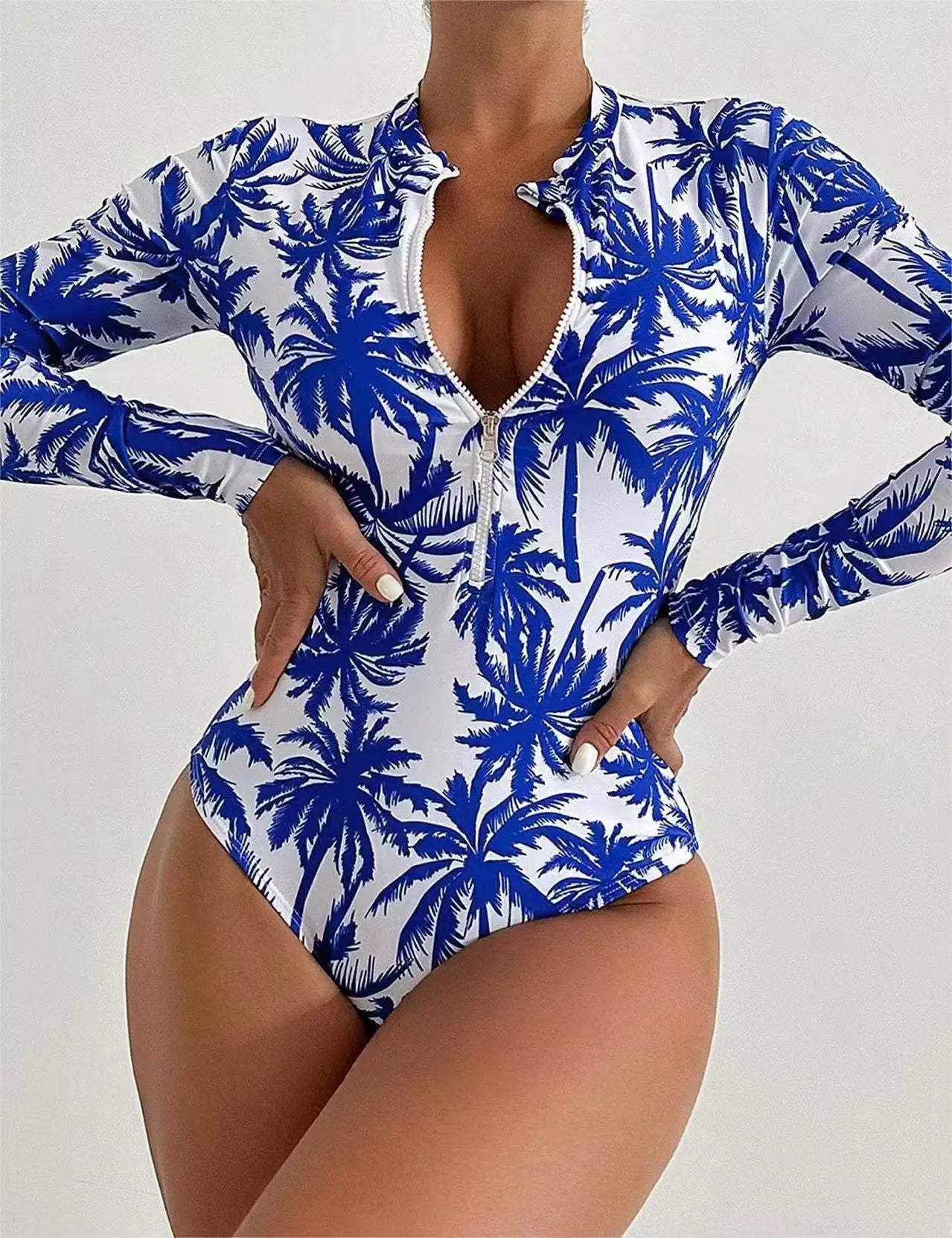Printed Halter One-Piece Swimsuit – Sleek Supportive Fit