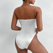 Deep V Neck Bodysuit Shapewear - Thong Waist Shaper with Underwire
