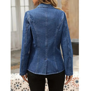 Denim Extended-Size Long-Sleeve Blazer | OWNLUXE