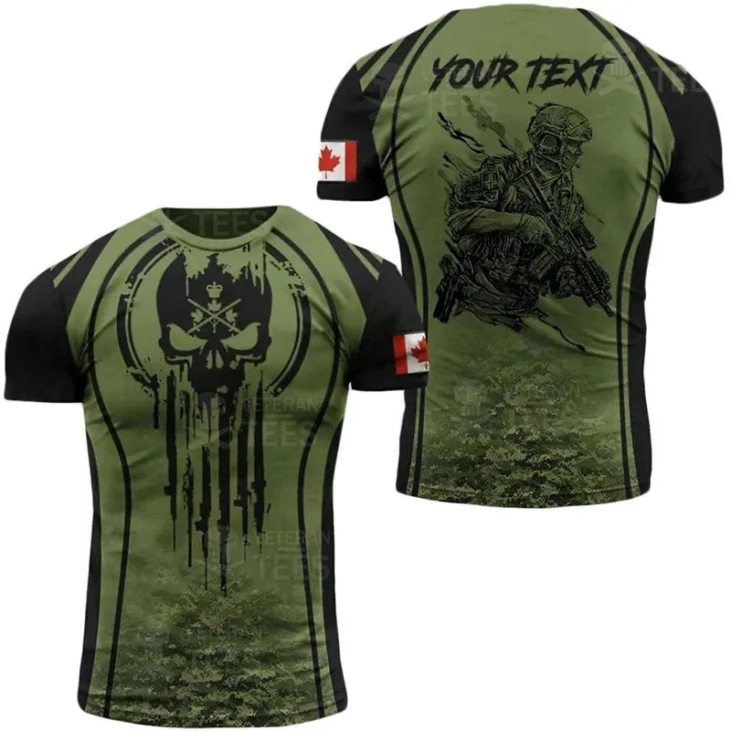 Canada Camouflage T Shirt Men ARMY VETERAN Combat Tops 3D Military Camo Print Canadian Soldiers T-shirt Beige Field Short Sleeve