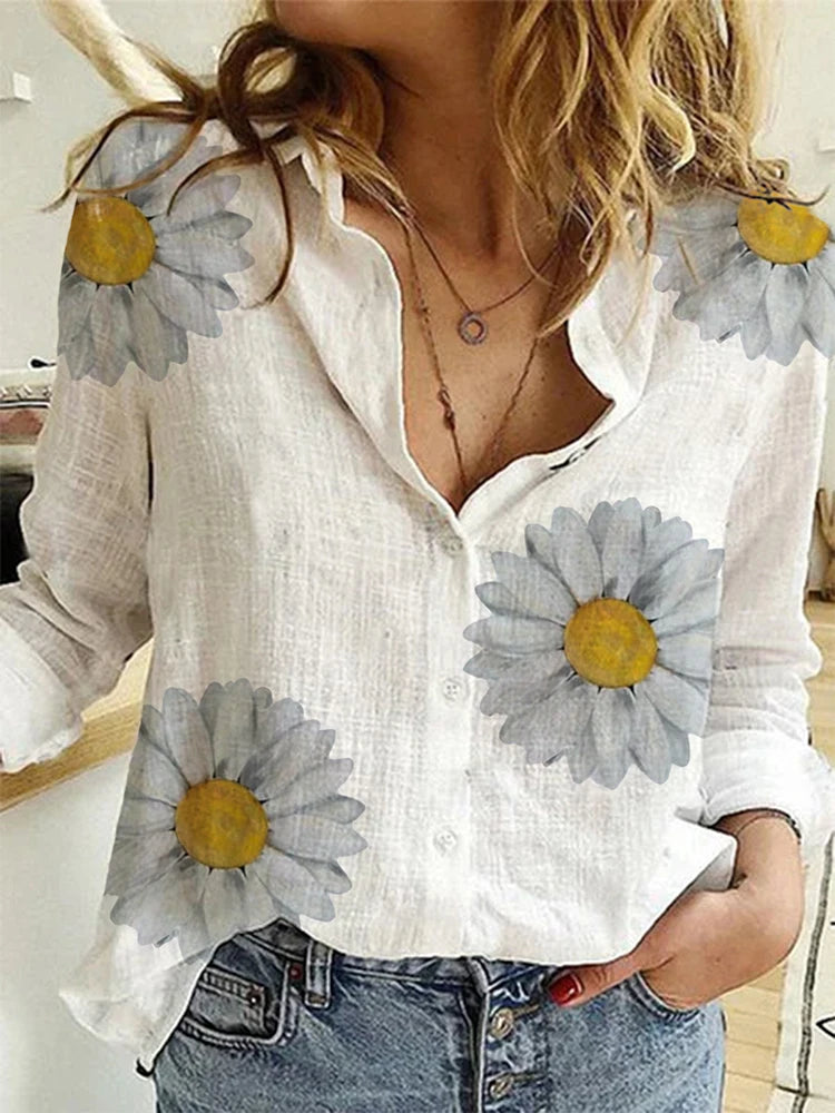 Long-Sleeve Cotton Linen Tunic Blusas | OWNLUXE