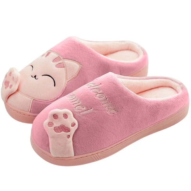 Women’s Winter Home Slippers – Warm Cartoon Cat Shoes