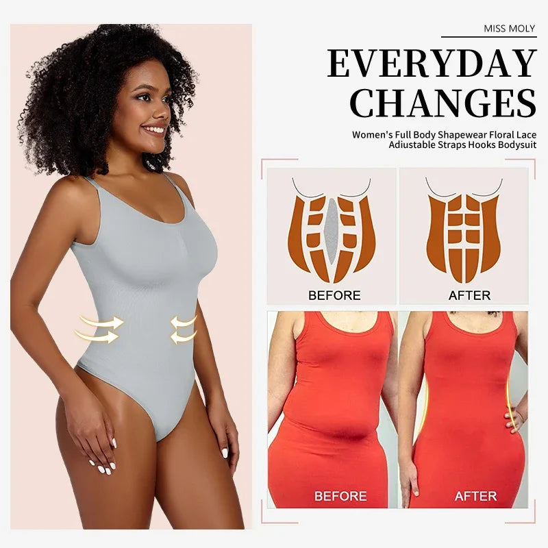 Smoothing Full Body Shapewear Bodysuit Thong for Women