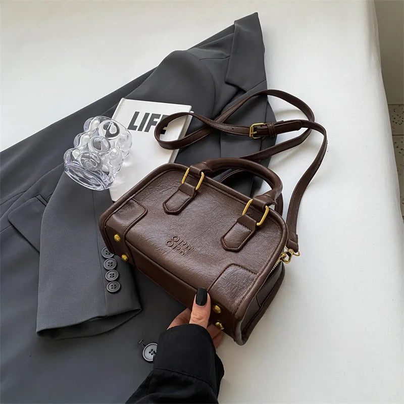 PU Leather Vintage Boston Bag | OWNLUXE