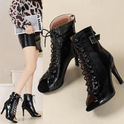 Women's Open Toe Lace Heels (Black) – Shop at OWNLUXE