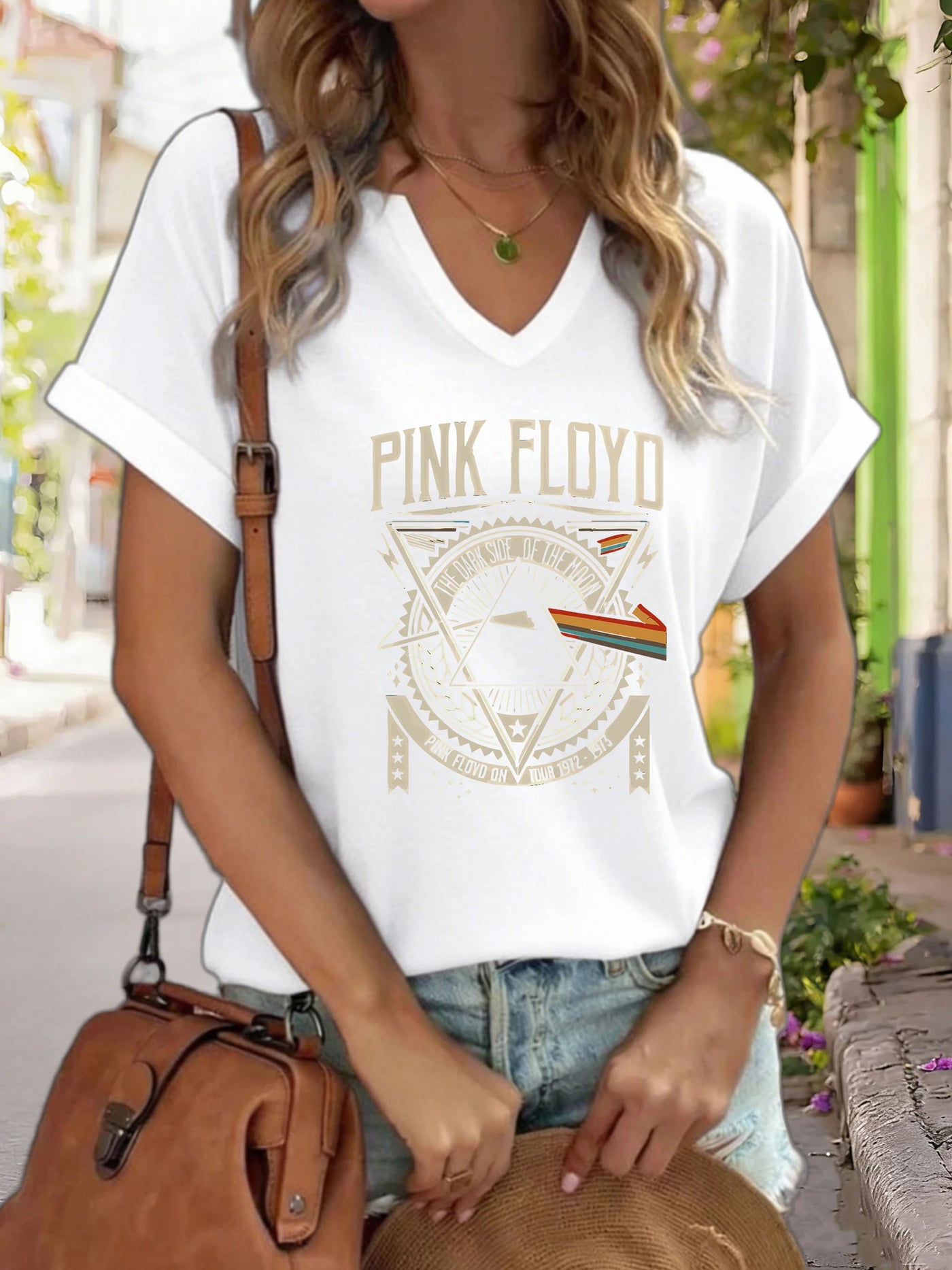 Pink V-Neck Short-Sleeve Blouse | OWNLUXE
